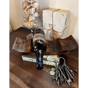 Sculptural Crate & Barrel Wine Holder 21 x 5 Shesham Wood Curved Bar Decor